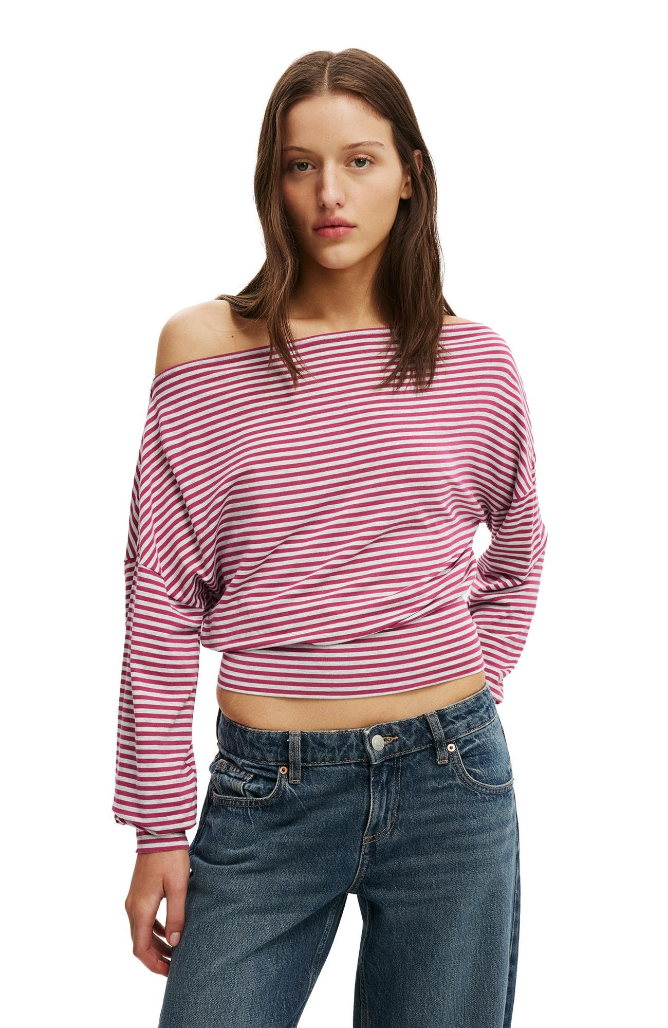 selected Madi Stripe Dark Lotus
