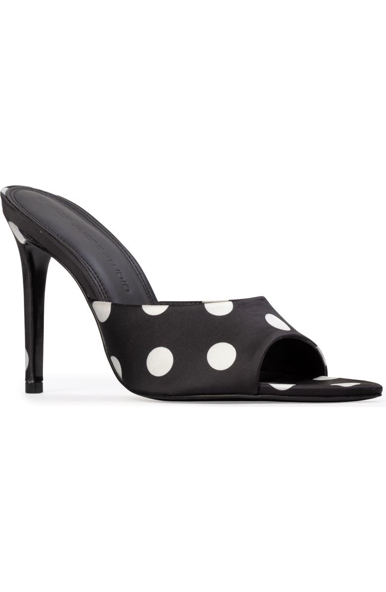 BLACK SUEDE STUDIO Bella 100 Mule, Alternate, color, Black Polka Dot Satin