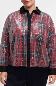 Foxcroft Marina Sequin Button-Up Shirt