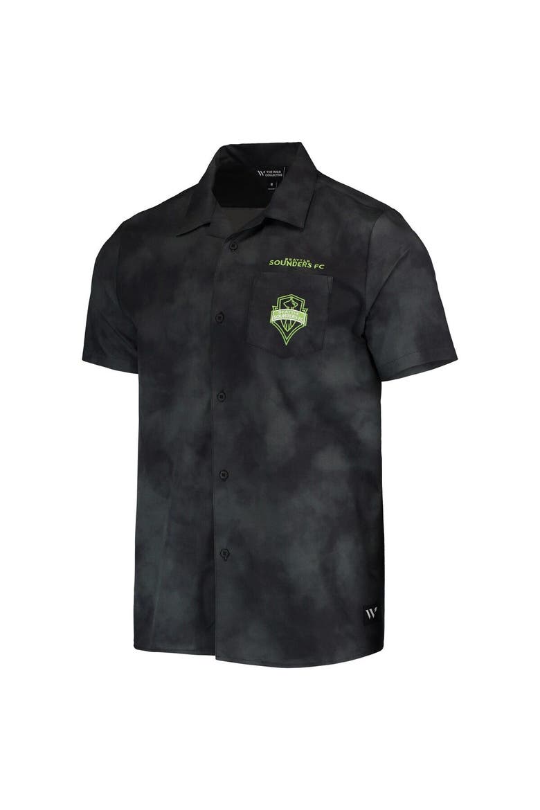 Men's The Wild Collective Black Seattle Sounders FC Abstract Cloud Button-Up Shirt, Alternate, color, Black
