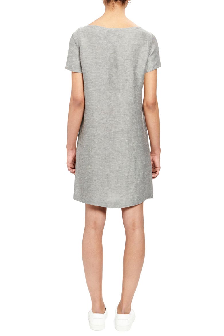 Linen Blend Shift Dress, Alternate, color, BLACK/ WHITE