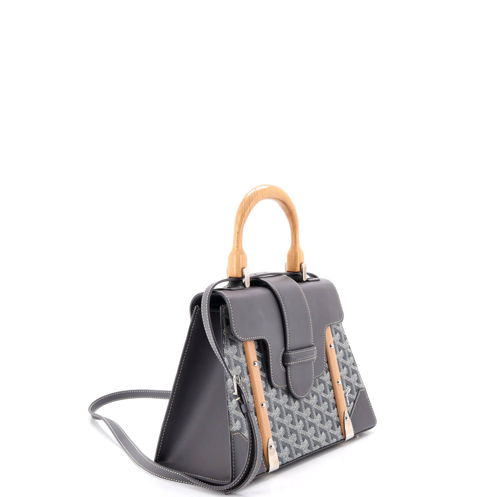 Saigon Top Handle Bag Coated Canvas with Leather PM, Alternate, color, Grey