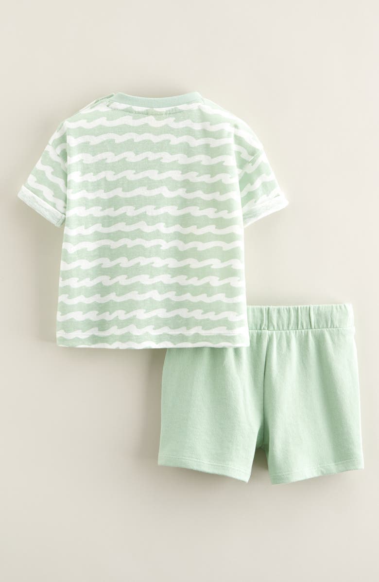 Tucker + Tate Patterned T-Shirt & Drawstring Shorts Set, Alternate, color, Green Jade Wave- Green