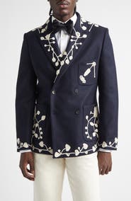 Bode Snowdrop Appliqué Wool Blend Sport Coat