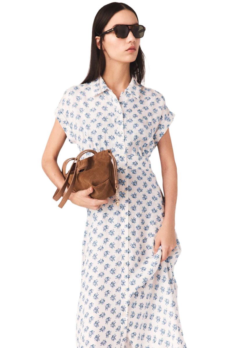 maje Jacquard print maxi dress, Alternate, color, Blue Small Flowers Print