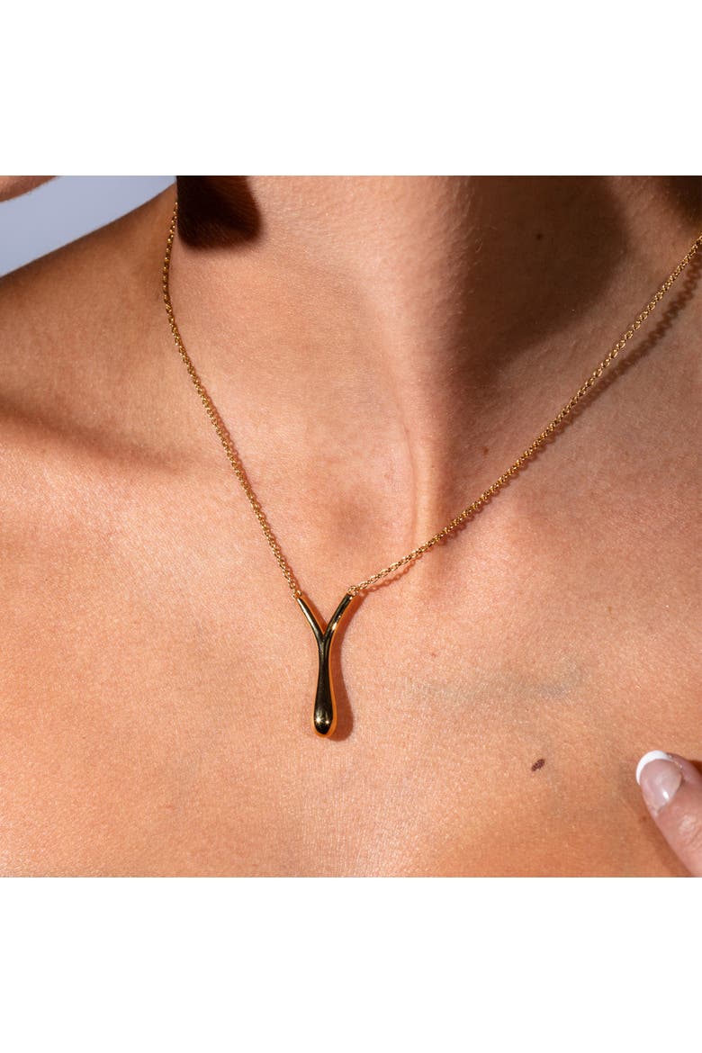 V Drop Pendant in Gold Vermeil, Alternate, color, Gold