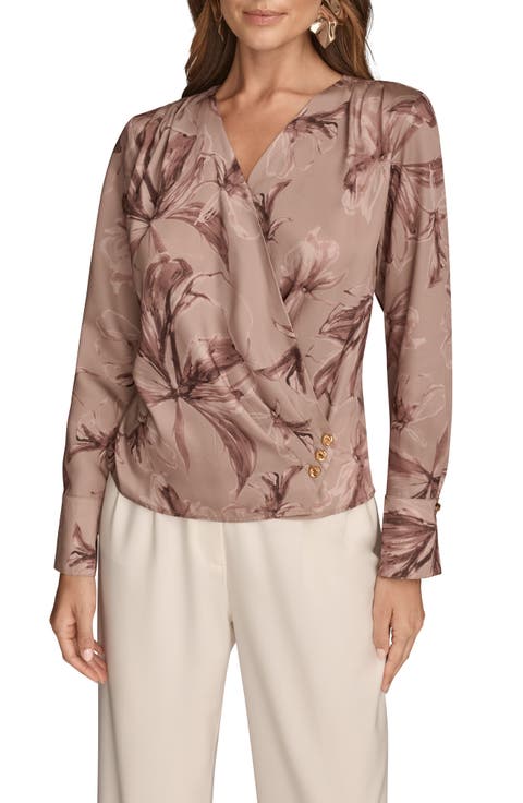 Floral Satin Surplice Top