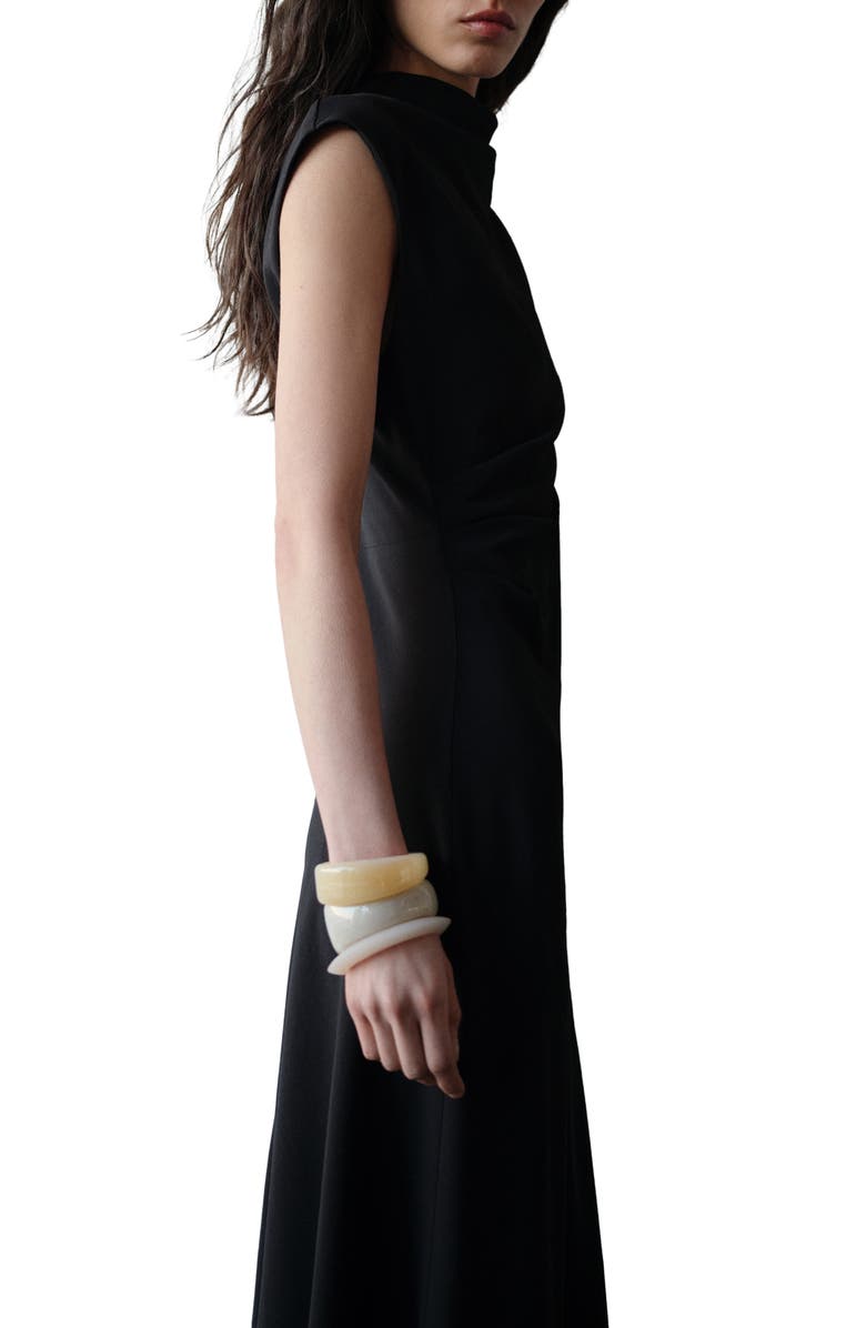 MANGO Funnel Neck Pleated A-Line Maxi Dress, Alternate, color, 