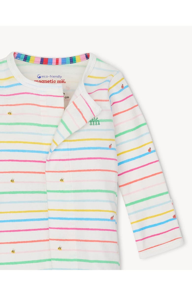 Magnetic Me Rainbow Road Stripe Organic Cotton Footie, Alternate, color, 
