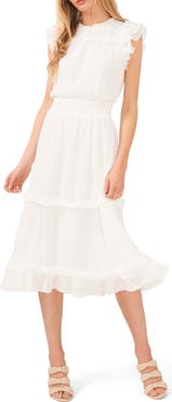 CeCe Clip Dot Flutter Sleeve Midi Dress