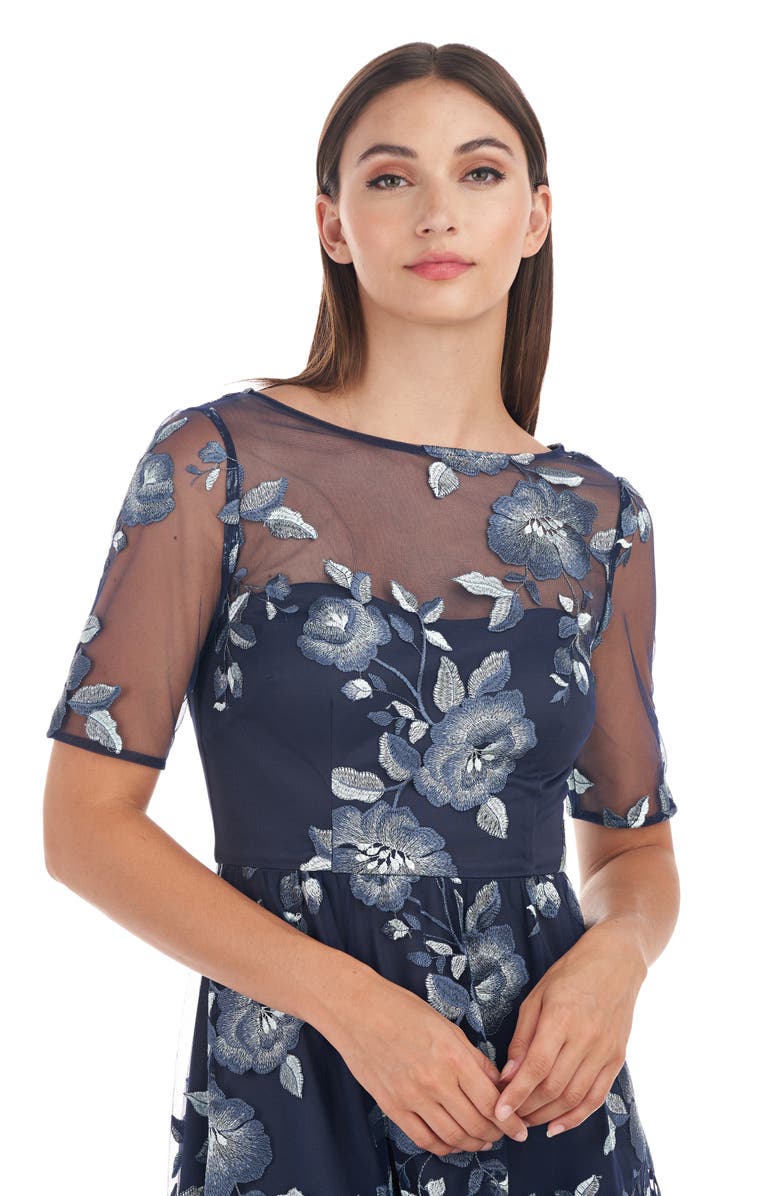 JS Collections Presley Floral Embroidered High-Low Gown, Alternate, color,