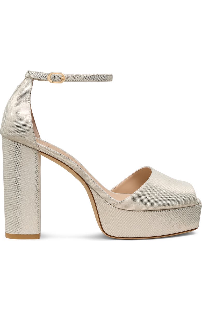 Stuart Weitzman Sabrina Platform Ankle Strap Sandal, Alternate, color, Linen