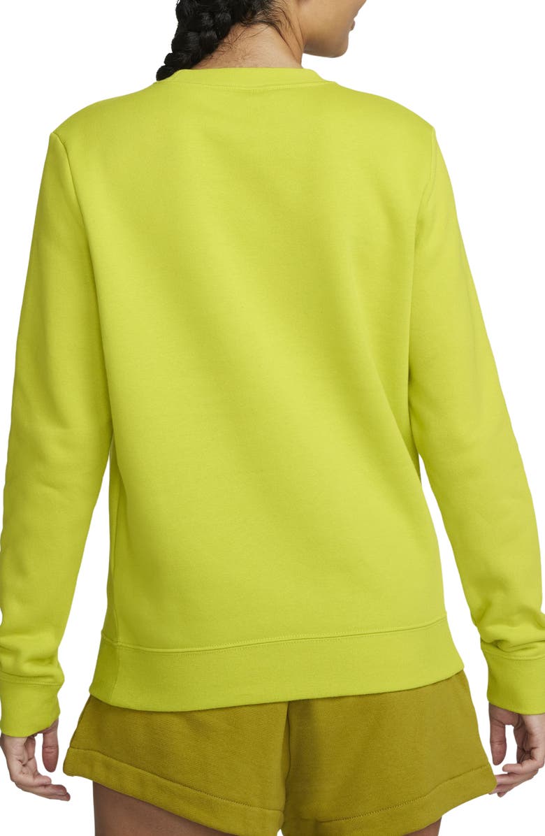 Nike Sportswear Club Fleece Crewneck Sweatshirt, Alternate, color, Bright Cactus/ White