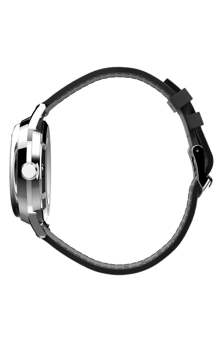 Timex<sup>®</sup> Marlin Automatic Leather Strap Watch, 40mm, Alternate, color, Silver/ Green/ Black