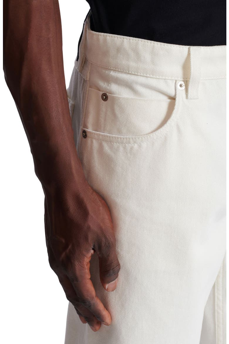 White denim straight-cut jeans, Alternate, color, white