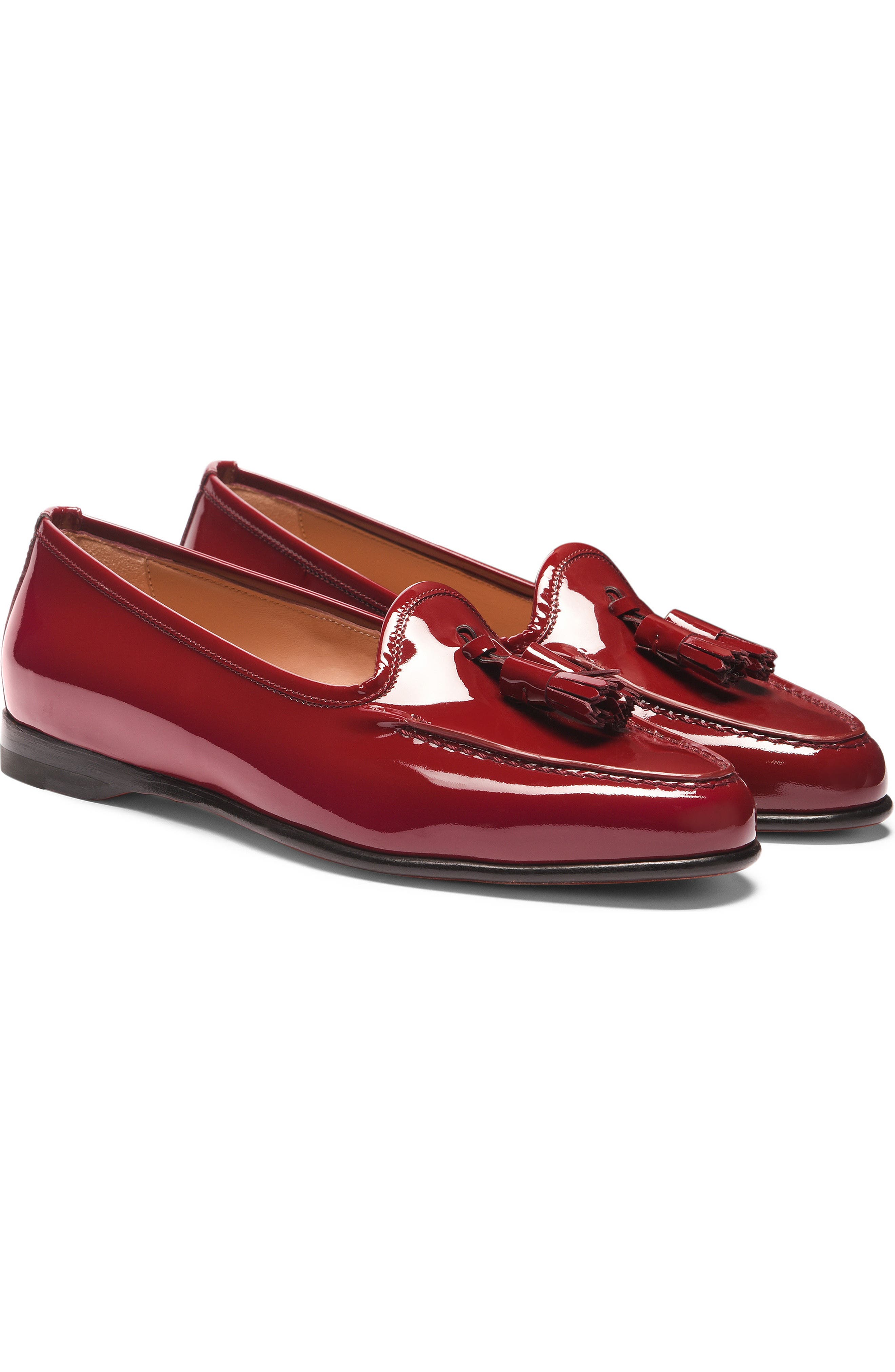 Santoni Women's Andrea Red Patent Tassel Loafer, Alternate, color, 