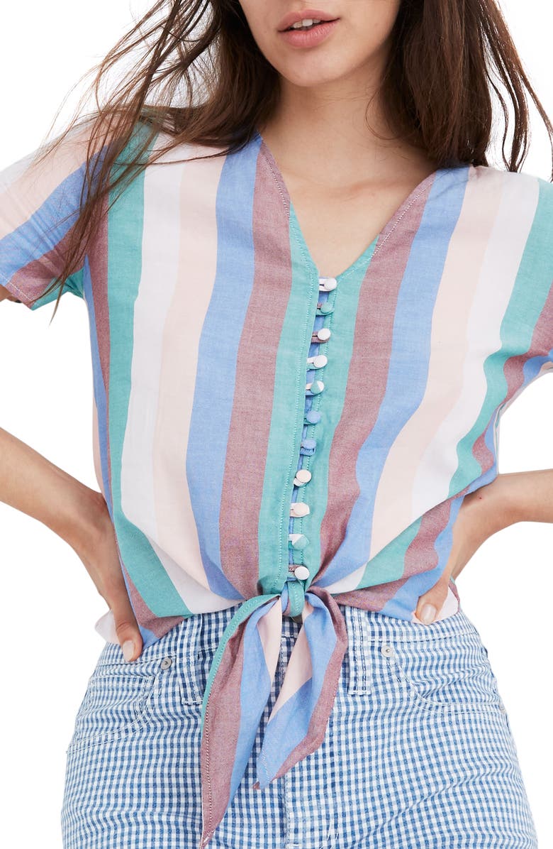 Madewell Novel Tie Front Button Top, Alternate, color,