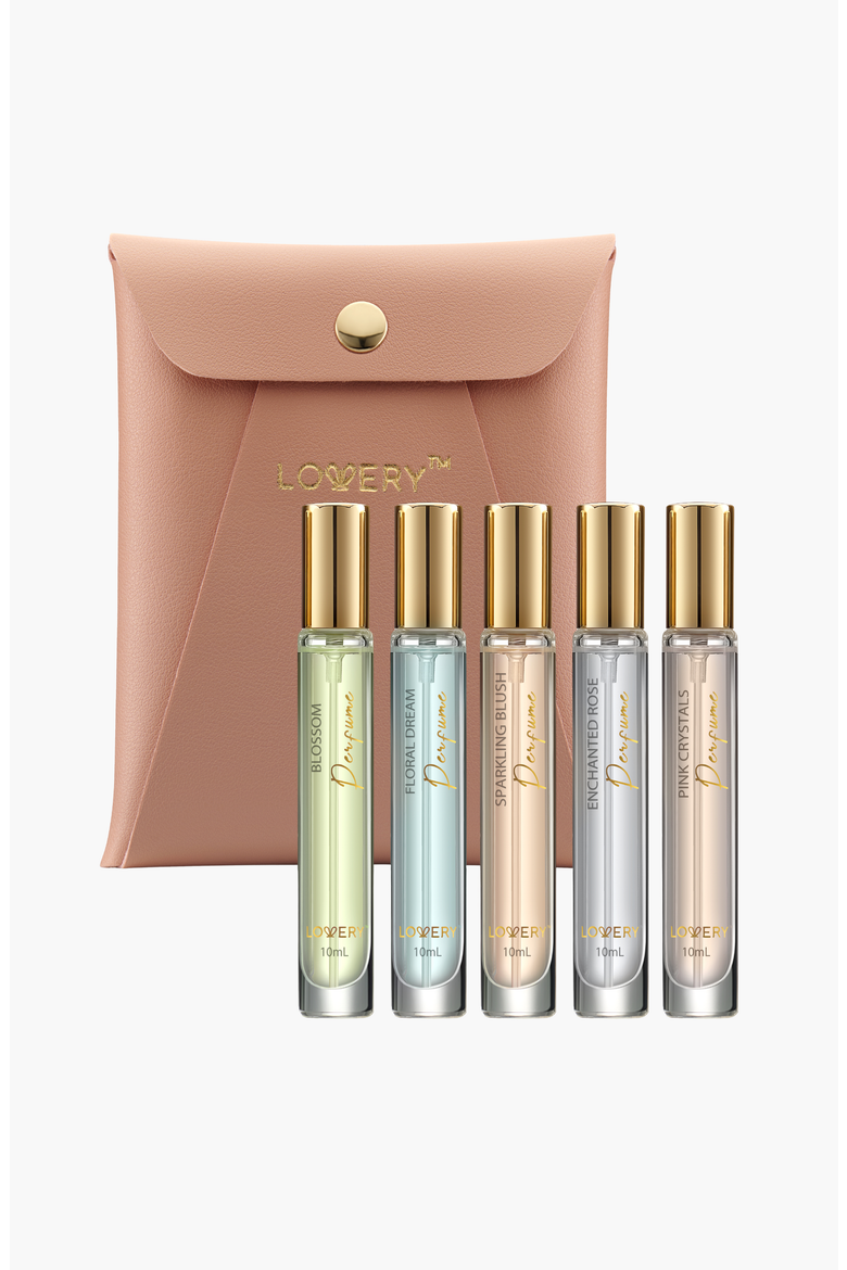 Eau De Parfum 6-Piece Perfumes Set with Leather Pouch, Main, color, Light Pink