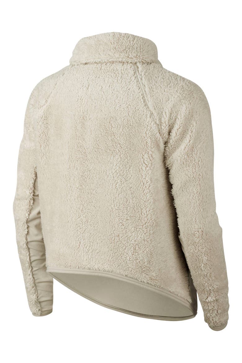 Fleece Mock Neck Top, Alternate, color, DESERT SAND/ WHITE