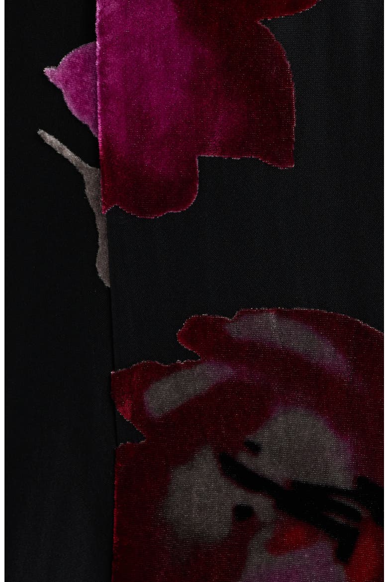 Sonnie Floral Velvet Burnout Strapless Jumpsuit, Alternate, color, BLACK FLORAL