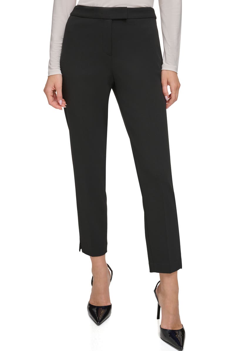 DKNY Foundation Slim Leg Career Pants, Main, color, Black