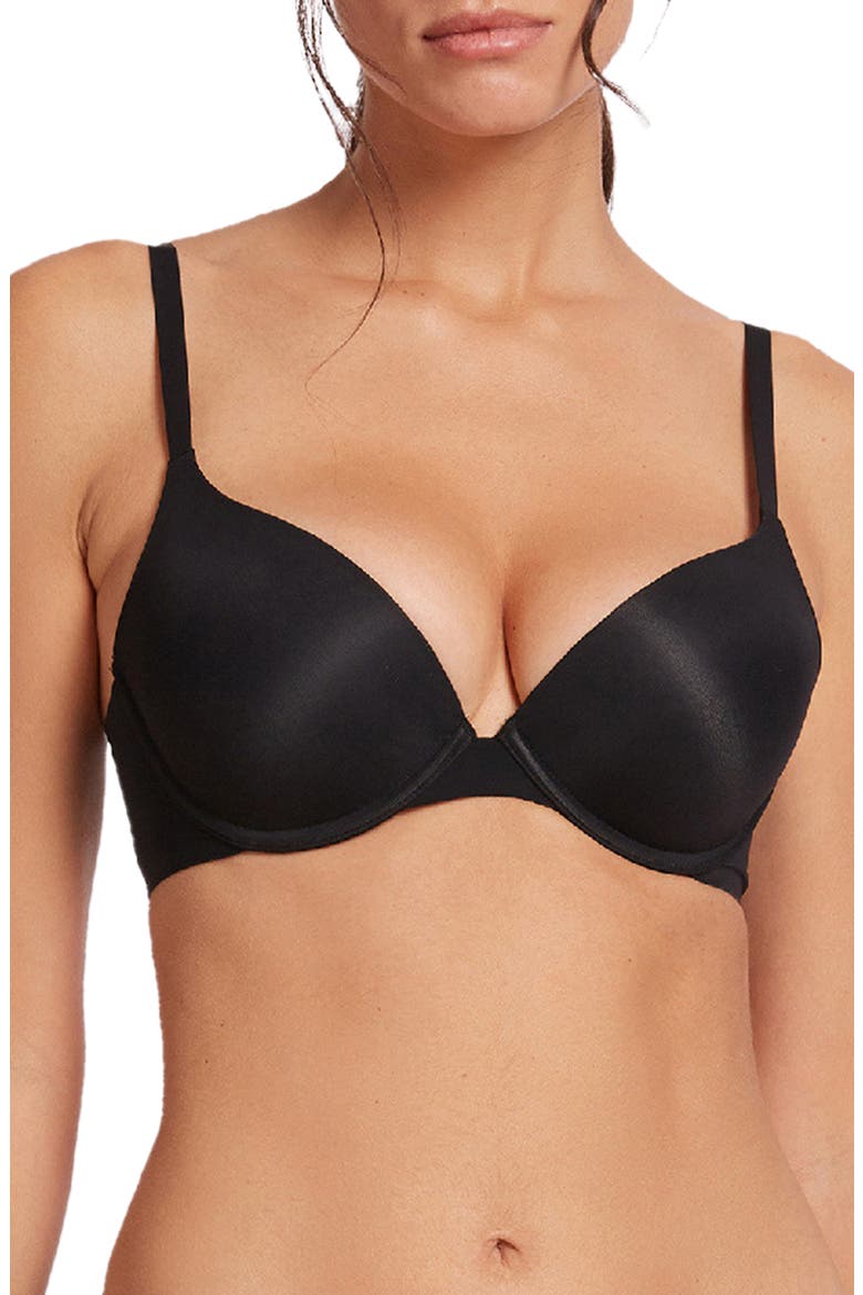 Pure 3W Underwire Push-Up Bra, Main, color, BLACK