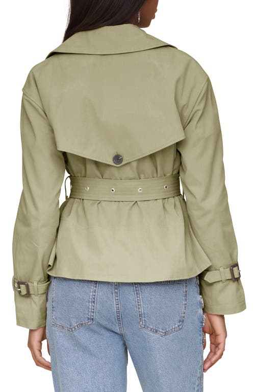 Avec Les Filles Cropped Belted Trench Coat In Soft Sage