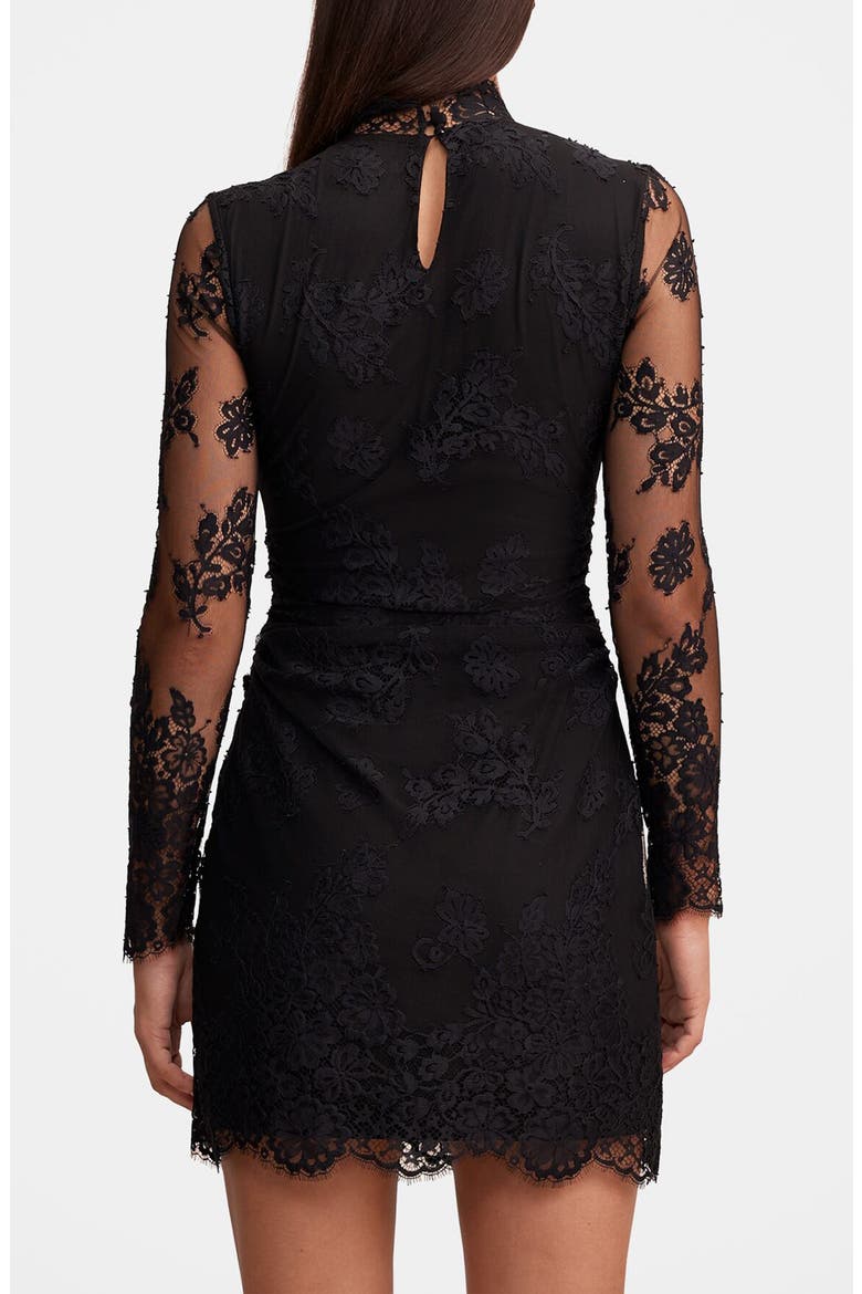 Catalina Lace Long Sleeve Minidress, Alternate, color, BLACK