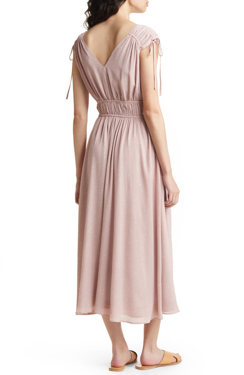 Madewell Ruched Crepe Midi Dress, Alternate, color, 