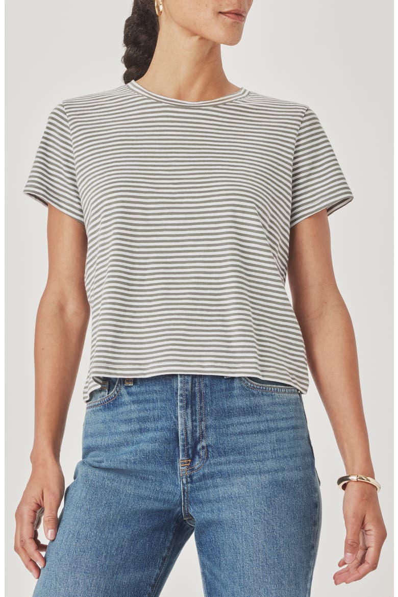 Louisa Stripe T-Shirt, Main, color, SOFT GREEN/ WHITE