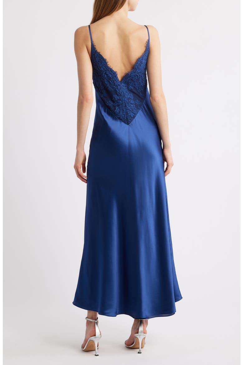 Polina Lace Bodice Satin Slipdress, Alternate, color, NAVY