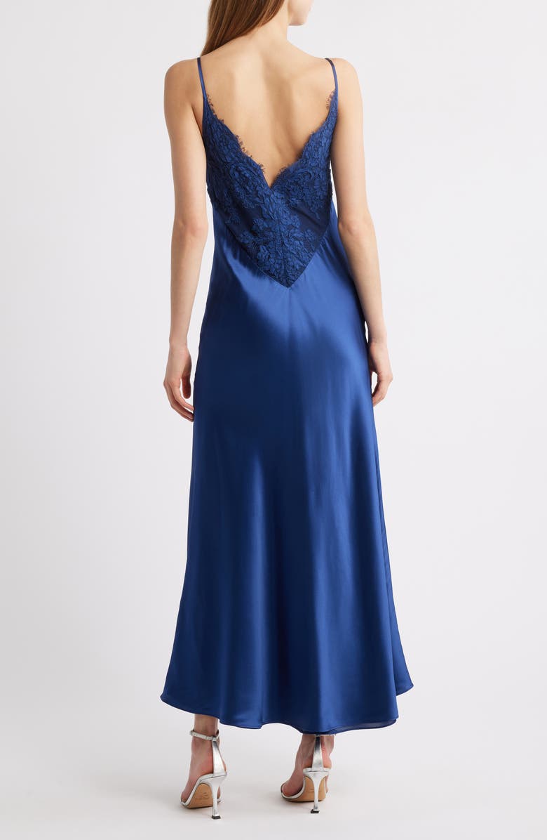 Delfi Collective Polina Lace Bodice Satin Slipdress, Alternate, color, Navy