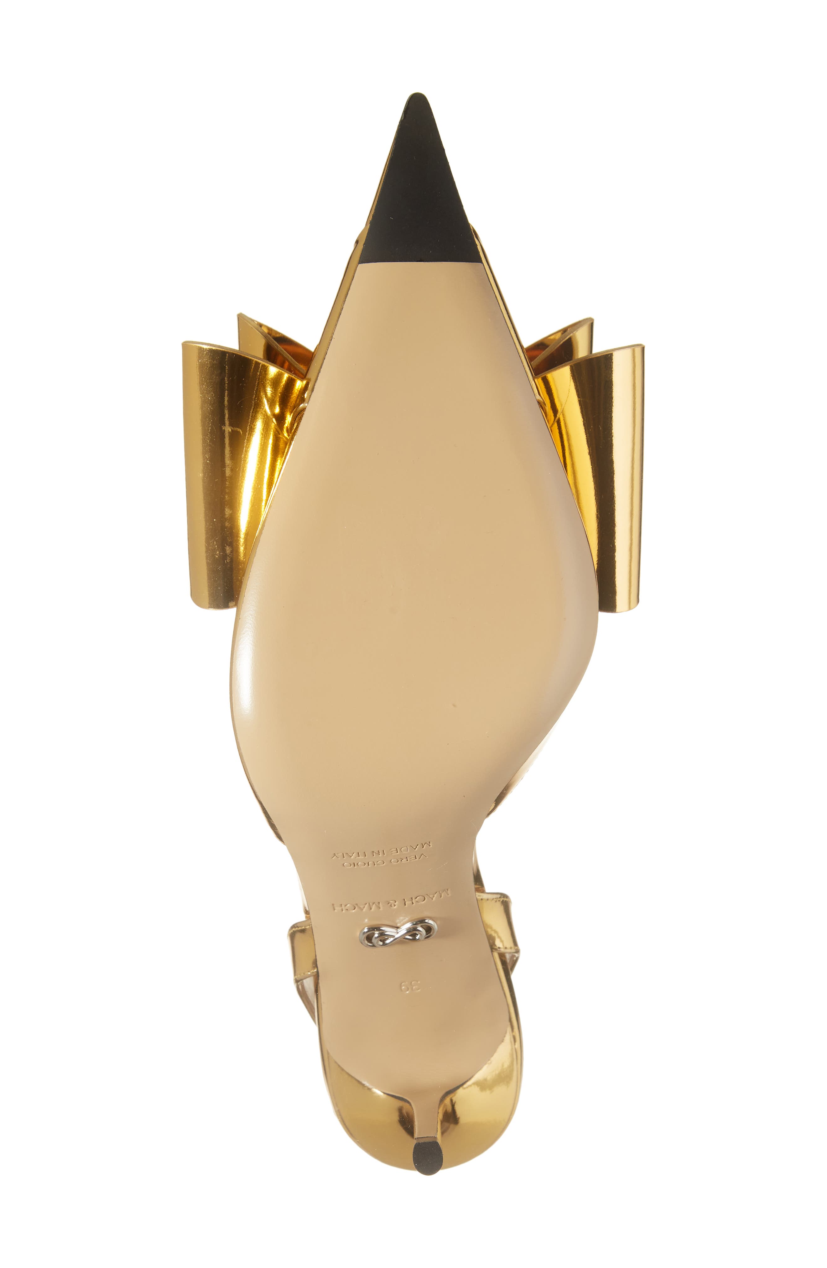Mach & Mach Le Cadeau Bow Pointed Toe Metallic Slingback Pump, Alternate, color, 