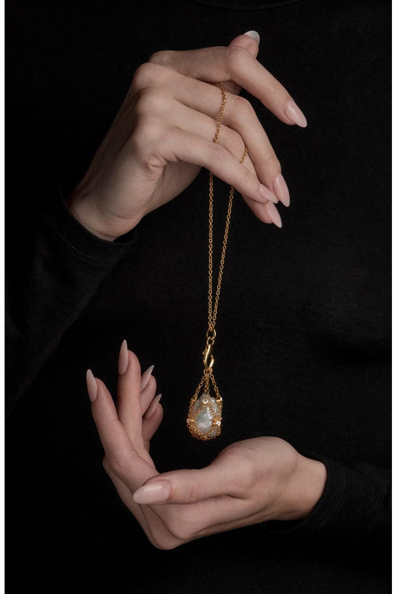 Wishing Stone Pendant Necklace, Alternate, color, METALLIC GOLD
