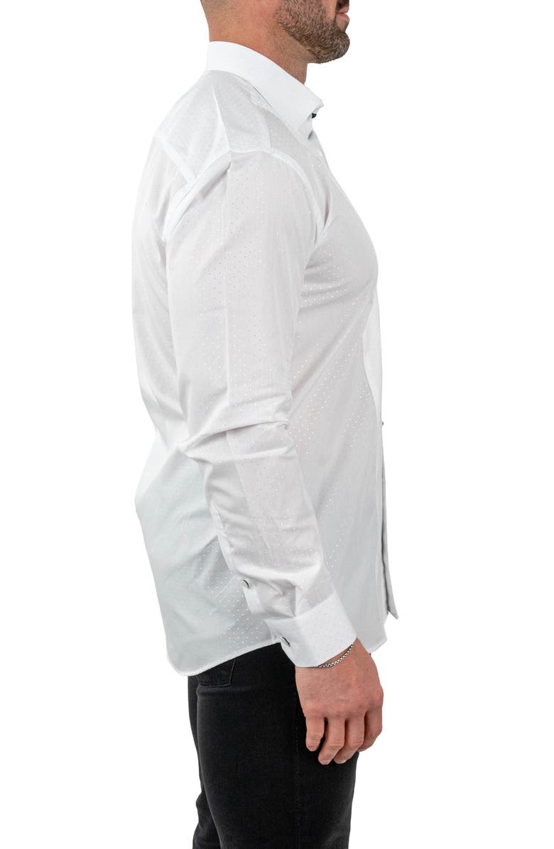 Maceoo Ceremony Stardust Colorblock Button-Up Shirt, Alternate, color, White