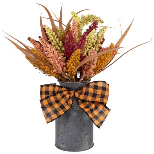 Northlight 18in Autumn Harvest Foliage In Canister Floral Decoration In Multi