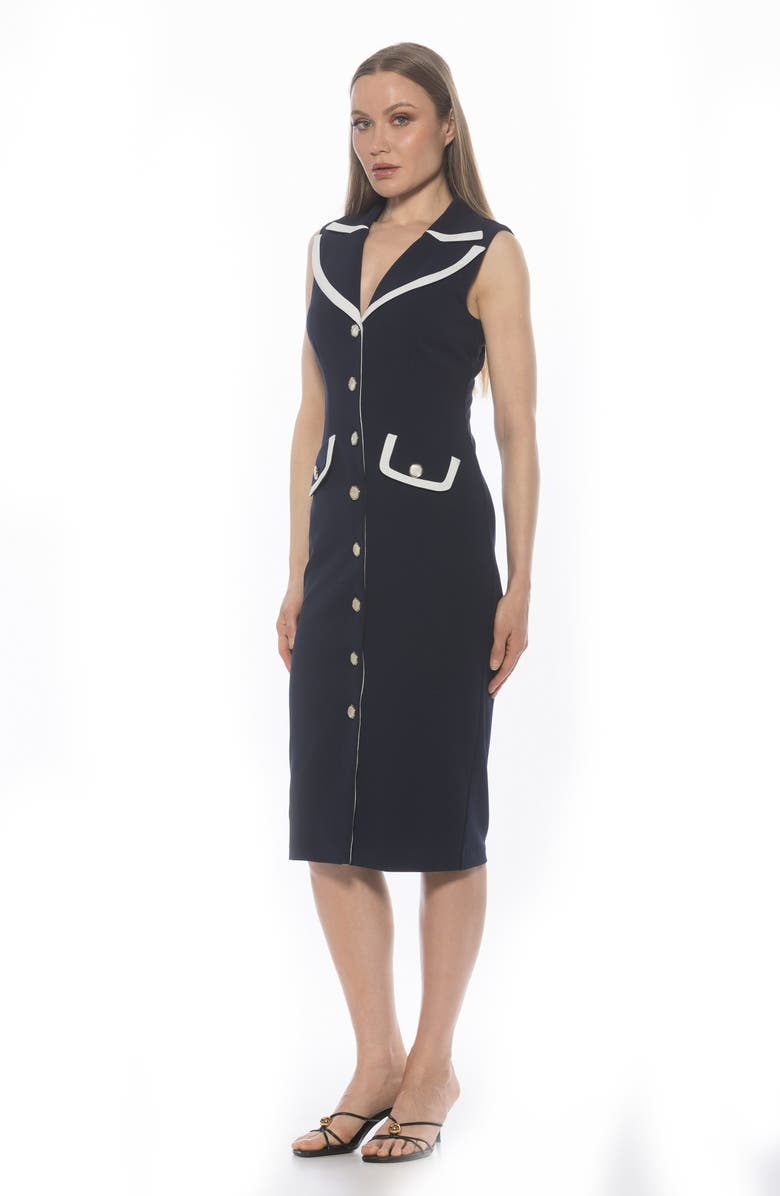 Alexia Admor Jean Sheath Dress, Alternate, color, Navy