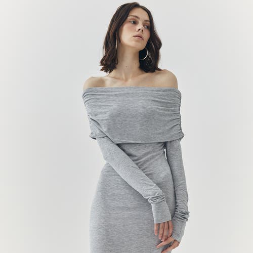 Ats Esme Off Shoulder Maxi Dress In Gray