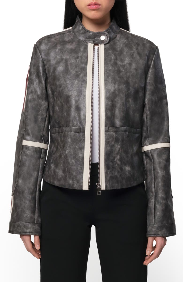 Apparis Casey Distressed Crop Faux Leather Moto Jacket, Main, color,