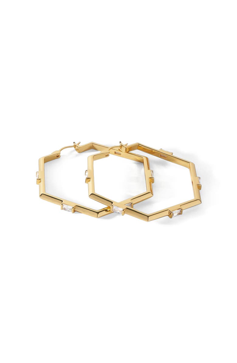 Ora Ana The Claire Hoop Earrings, Alternate, color, Gold/White  Cz