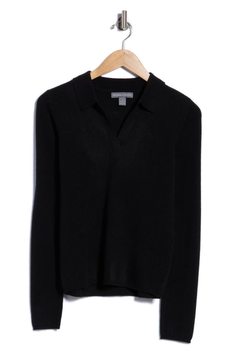 Cashmere Polo Sweater, Alternate, color, KOHL BLACK