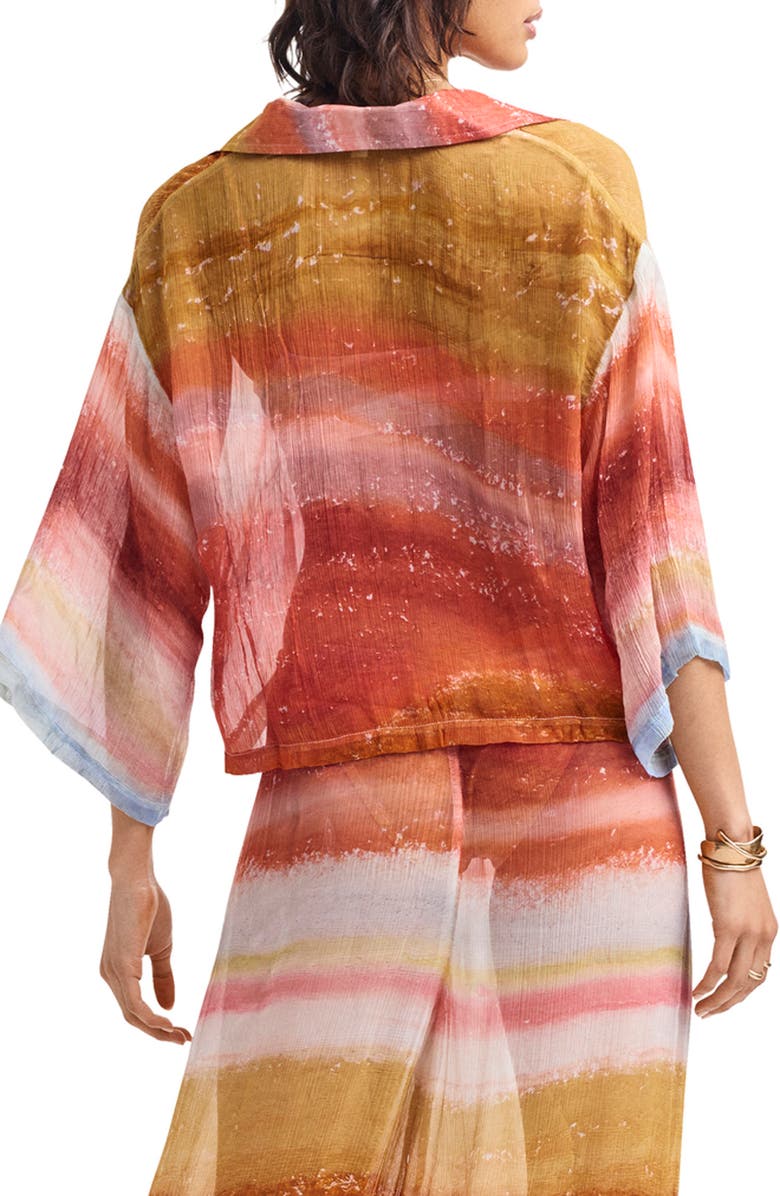 Vitamin A<sup>®</sup> Petra Crop Button-Up Cover-Up Shirt, Alternate, color, Terra Forms Ecoshimmer