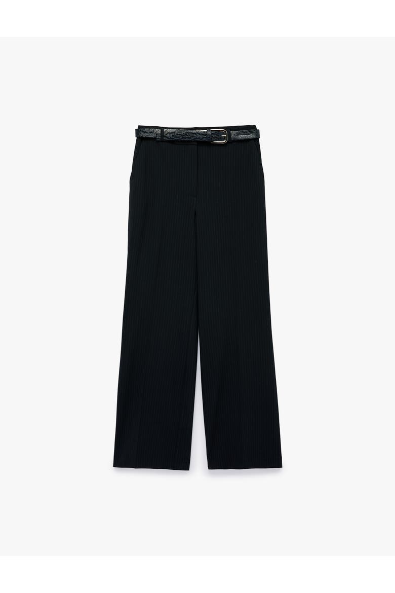 Belted High Rise Wide Leg Trousers, Alternate, color, NAVY STRIPE