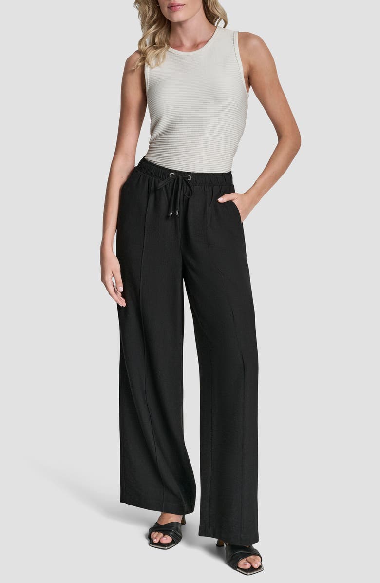 DKNY Drawstring Pants, Alternate, color, Black
