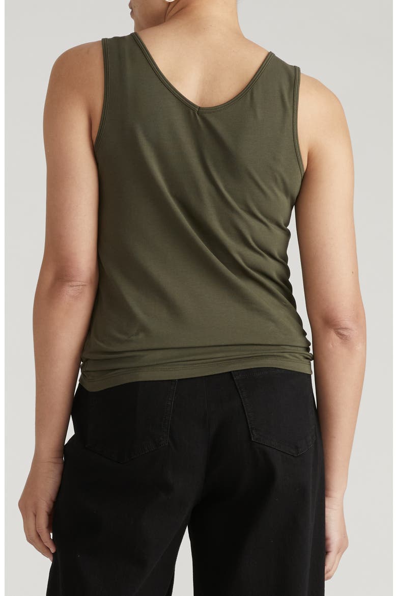 Double V Stretch Cotton Tank, Alternate, color, NORI GREEN