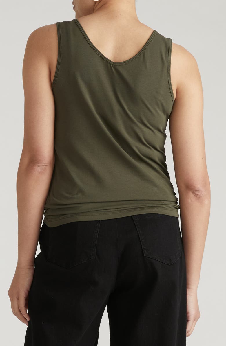 Universal Standard Double V Stretch Cotton Tank, Alternate, color, Nori Green