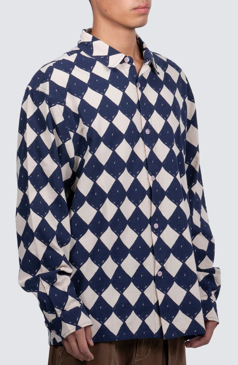 PLEASURES Diamond Print Button-Up Shirt, Alternate, color, 