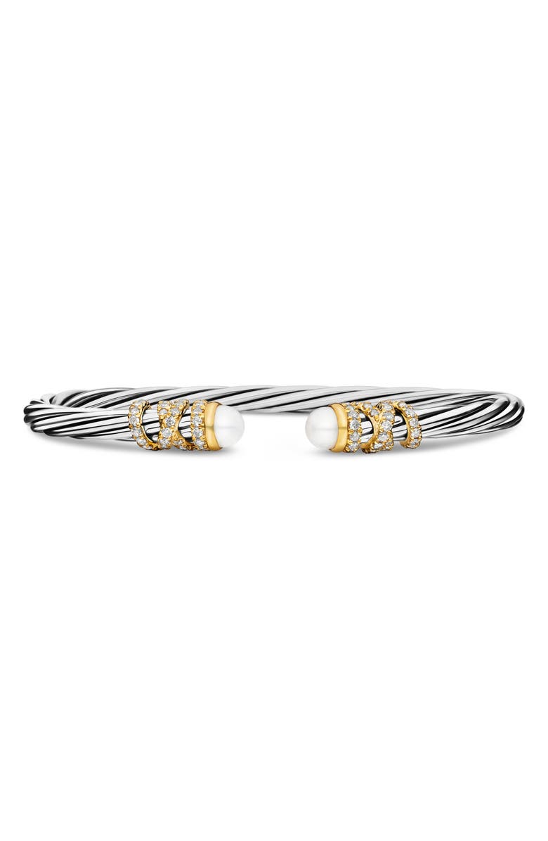 David Yurman Helena Bracelet In Sterling Silver & 18K Gold with Pearls & Diamonds, 4mm, Main, color, Pearl