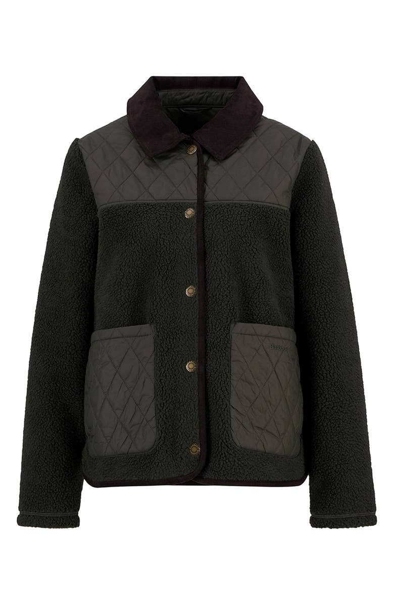 Barbour Laurel High Pile Fleece Quilted Jacket, Alternate, color, Olive/Sage