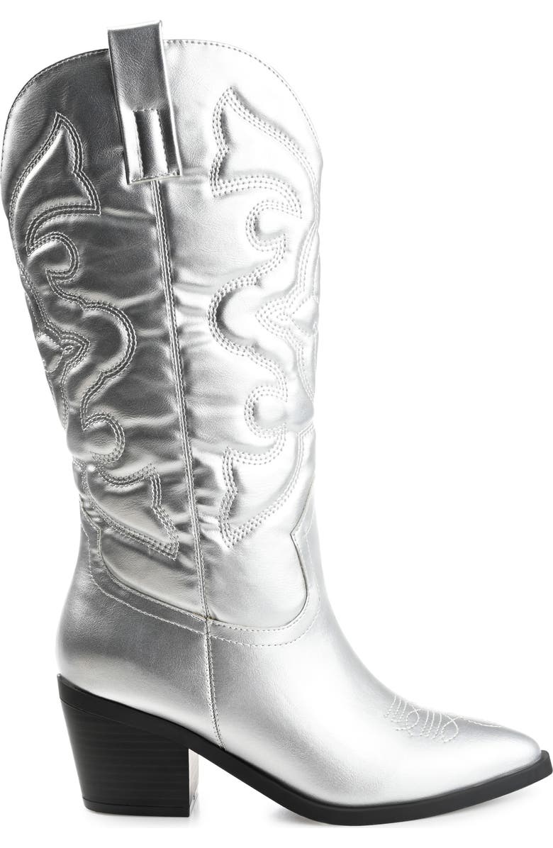 Journee Collection Chantry Western Boot, Alternate, color, Silver